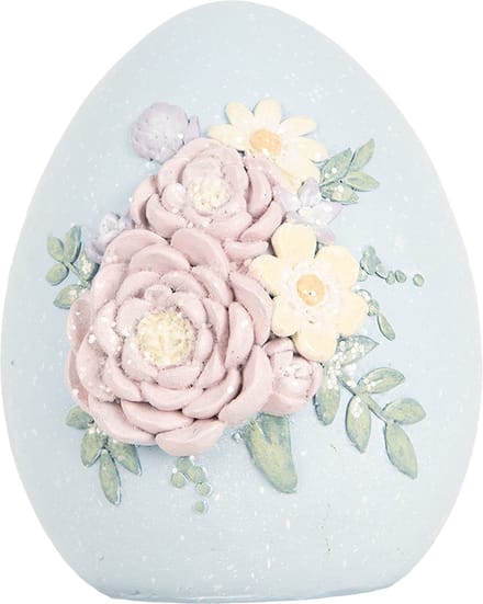 Clayre & Eef Decoratie Beeld Ei 10x11x13 cm Blauw Kunststof