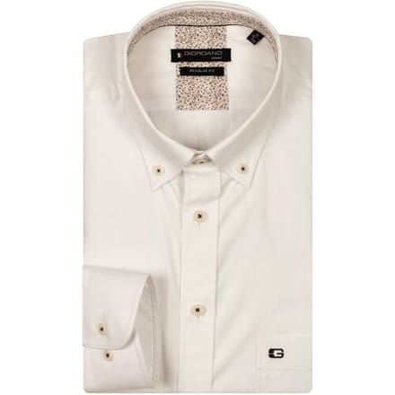 Giordano Overhemd Ivy Washed Plain Twill Mini Flower Contrast Wit / male