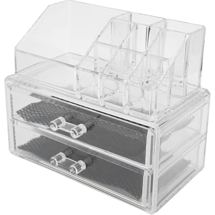 Transparante Make-up Opbergdoos Set Twee Laags Doos Sieraden Lippenstift Organizer Display Houder white