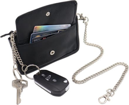 Safekeepers Leren Sleuteletui Groot Zwart - Luxe Sleutelhouder - Ketting - Zwart