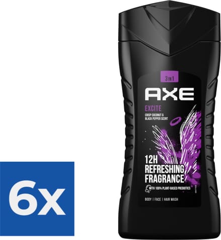 Axe Douchegel - Excite 250 ml - Voordeelverpakking 6 stuks