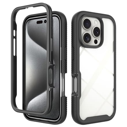 imoshion Hoesje - Geschikt voor Apple iPhone 16 Pro - 360° Full Protective Case - Zwart