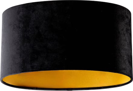 Qazqa klassiek Lampenkap - Cilinder Velours - zwart, ovaal, supports-e27