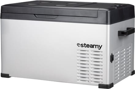 Steamy-E Single Zone Elektrische Compressor Koelbox - Single Zone - 27 liter - 12V en 230V - voor auto en camping - Zilver