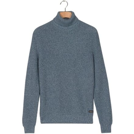 Baileys Trui Rollneck Mouliné Rib Structure Soft Blue / male