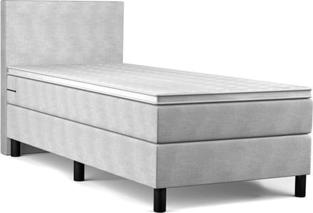Boxspring Bravo - 90x200 - Grijs - Bonellvering - Stof - Inclusief Topper - Bed compleet