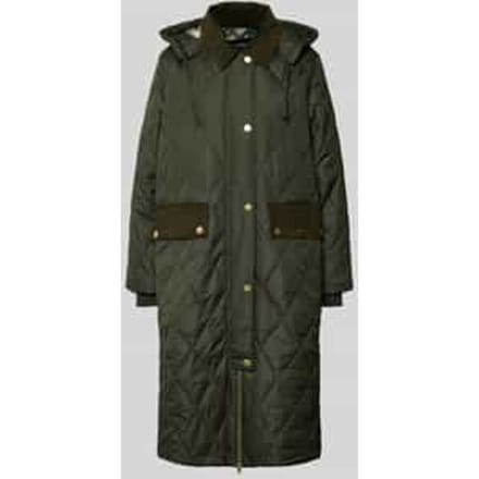 Regular fit gewatteerde lange jas met afneembare capuchon, model 'MEREDITH'