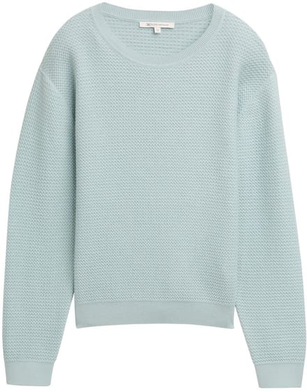 Tom Tailor Denim - Gebreide trui met ronde hals - Maat S - Silver Cloud Blue