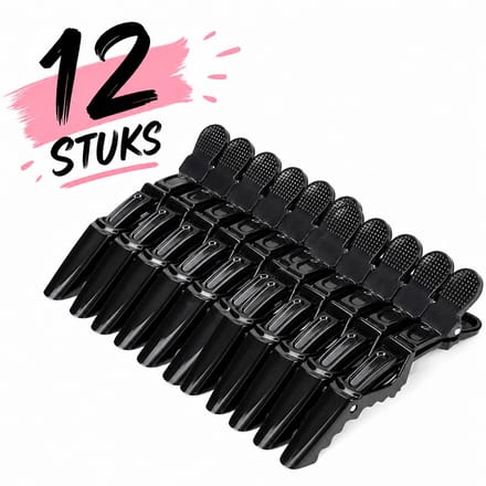 Haar in Stijl® 12 Krokodillen Haarklem Zwart - Extra Sterk Dik Haar