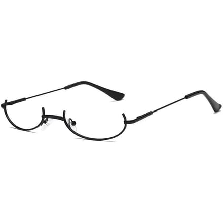Decoratieve Half-frame Bril Anime Twee-dimensionale Bril Montuur Frame Hanger met Ketting Decoratieve Bril Feestbril black