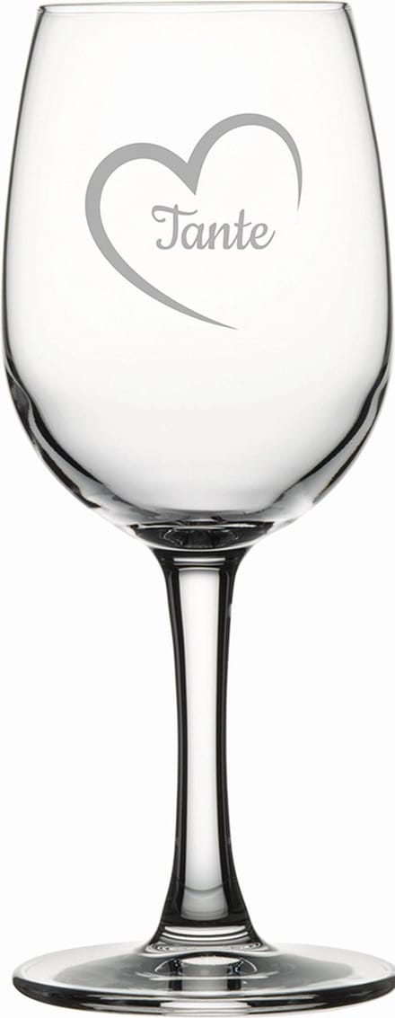 Gegraveerde witte wijnglas 26cl Tante met hartje