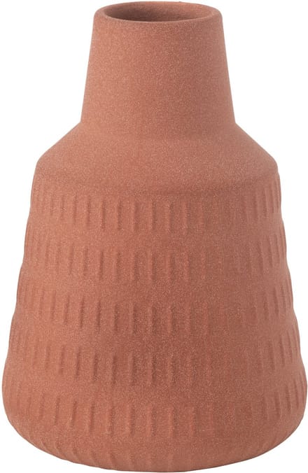 J-Line vaas Ria Gekerfd - porselein - terracotta - small - Ø 16 cm