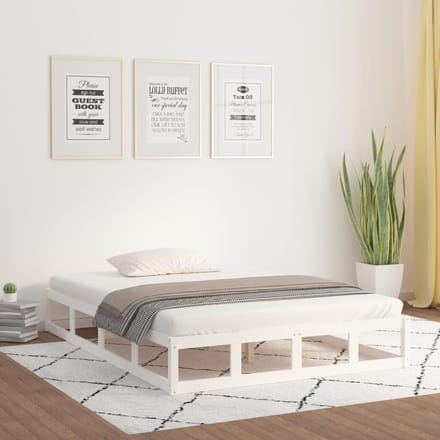 vidaXL - Bedframe - massief - hout - wit - 150x200 - cm