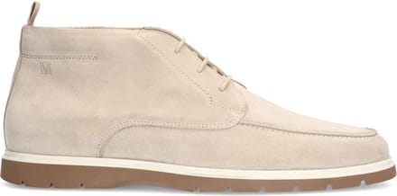 Manfield - Heren - Beige suède veterboots - Maat 42