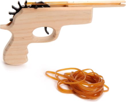 Playwood Wooden Gun with Elastic Band