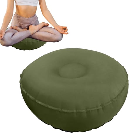 Meditatiekussen - Zitkussen Opblaasbaar - Ontspannen Zitten - Aanpasbaar Stevigheidscomfort - 42x15 cm - Leger groen