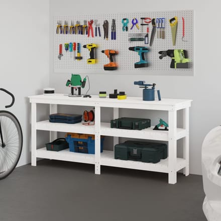 vidaXL - Werkbank - 181x50x80 - cm - massief - grenenhout - wit