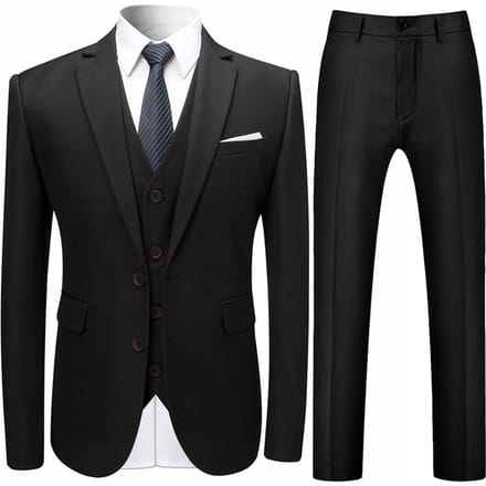 Slim fit zwart formeel 3-delig pak
