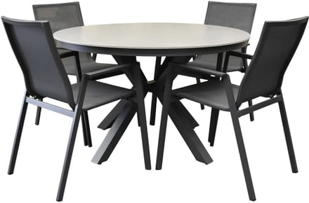 Malaga Samantha dining tuinset 120xH75 cm rond 5 delig antraciet keramisch blad