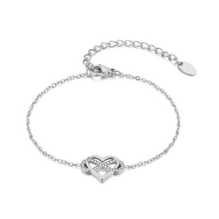 Twice As Nice Armband in edelstaal, hartje Zilverkleurig 16cm+3cm