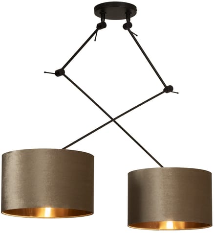 Lumidora Hanglamp 30925 - CHARLOTTE - 2 Lichts - E27 - Koper - Taupe - Metaal