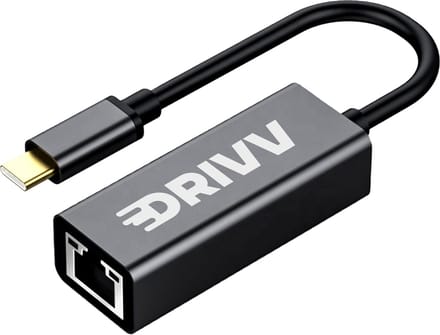 Drivv. USB-C naar Ethernet Adapter / Internet / Netwerk - 10/100/1000 MBps - Grijs