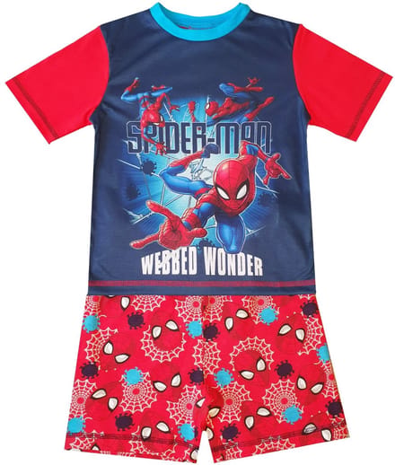 Spiderman Shortama - Maat 110/116 - Spider-Man Pyjama - Blauw met Rood