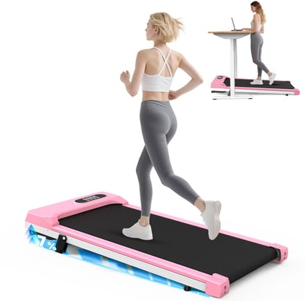 Loopband met 7% helling - Walkingpad Elektrisch 1-8 km/u instelbaar - Motor 2,5 pk - met afstandsbediening en LED-display - Treadmill - Roze