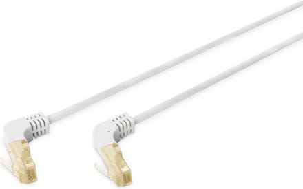 DIGITUS Cat 6A Netwerkkabel 10m, S/FTP, 90° Hoek RJ45, Grijs