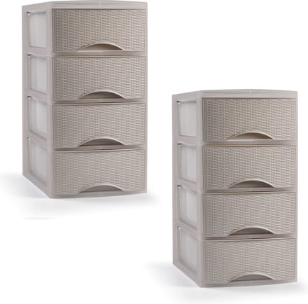 Plasticforte Ladeblokje/bureau organizer met 4 lades - 2x - beige - H34 x B18 x D25 cm