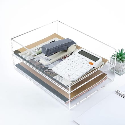 Papier Tray Organizer - Bureau Opbergers - Thuiswerk Bureau - Stapelbaar Ontwerp - 32x23x7 cm - Transparant