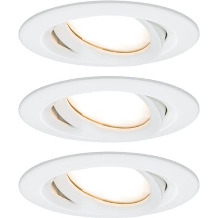 LED-inbouwlamp Nova Plus Coin Basisset zwenkbaar IP65 rond 93 mm 30° Coin 3x6W 3x470lm 230V dimbaar 2700K Wit mat