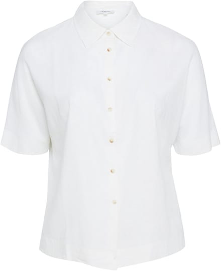 Vrouwelijke Linnen Mengsel Korte Mouwen Blouse met Hemdneck s.Oliver