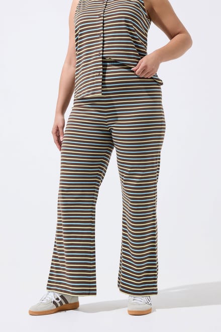 Limited Collection Yours Bruine Gestreepte Broek Met Wijde Pijpensize 48
