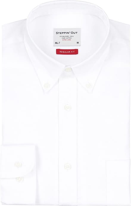 Steppin' Out Extra Long Sleeves Overhemd Twill Wit - Maat M - Heren