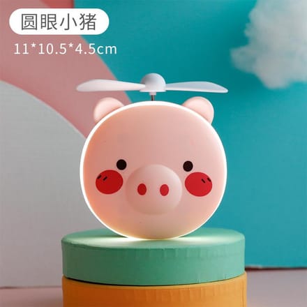 Varkentje Schoonheidsspiegel met Schoonheidslicht Handheld Mini USB Kleine Ventilator Schattig Draagbaar Schoonheid Make-up Cadeau helder roze