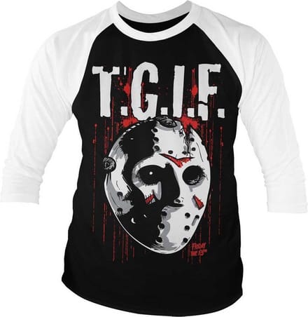 Friday The 13th Raglan top -S- T.G.I.F. Zwart/Wit