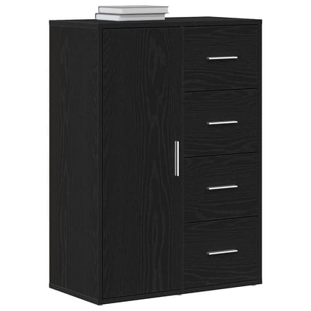 vidaXL - Dressoir - Zwart - Eiken - 60 - x - 31 - x - 84 - cm - Bewerkt - hout