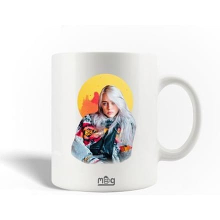 Mug en Céramique - Billie Eilish - Fan Art - 30cl - Compatible Lave-Vaisselle - Blanc