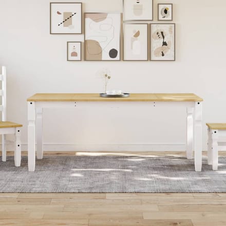 vidaXL - Eettafel - Corona - 180x90x75 - cm - massief - grenenhout - wit