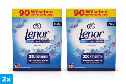 Lenor Wasmiddel Poeder Aprilfris – 2 x 90 Wasbeurten – 9,9 kg – Grootverpakking – Snel Oplosbaar