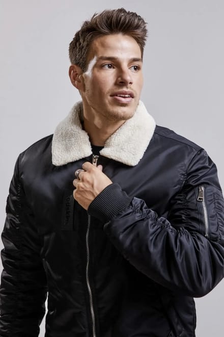 Redskins – Korte Winter Bomberjack Heren – Zwart – Hermitage Allport – M / 48