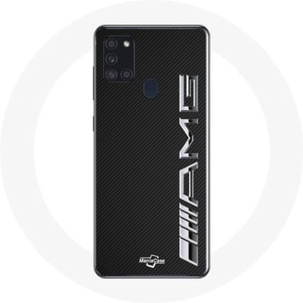 Coque - Maniacase - Samsung Galaxy A21S - Logo AMG - Carbone - Souple noir