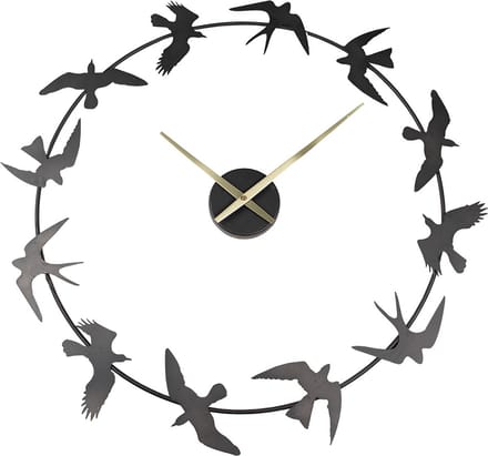 Clayre & Eef Wandklok 69x66 cm Zwart IJzer Vogels