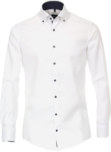 VENTI modern fit overhemd - dobby - wit - Strijkvriendelijk - Boordmaat: 36