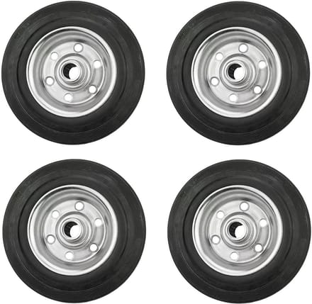 Set van 4 massief rubberen wielen met gegalvaniseerde stalen velg