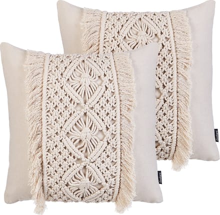 KALAM - Sierkussen set van 2 - Lichtbeige - 45 x 45 cm - Katoen