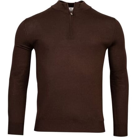 Thomas Maine Trui Merino Half Zip Single Knit Bruin / male