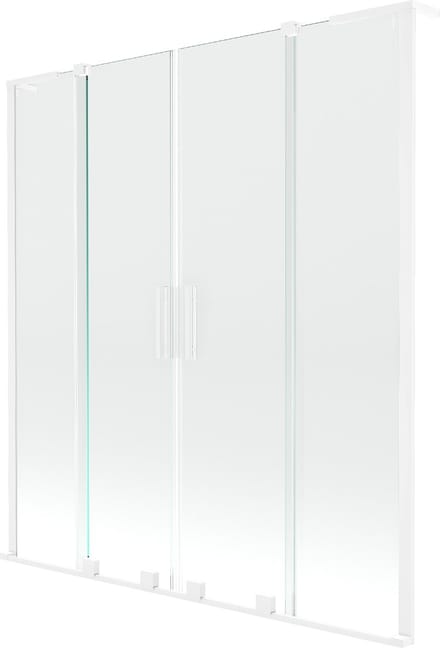Mexen Velar L Duo badwand 2-delig uitschuifbaar 150 x 150 , transparant, wit - 896-150-003-02-20