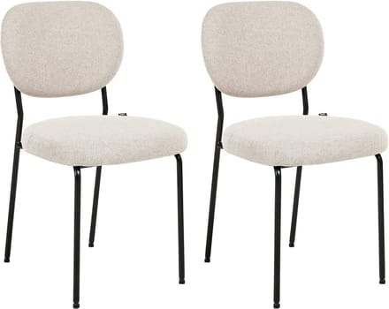 LOLETA - Eetkamerstoel set van 2 - Lichtbeige - Polyester